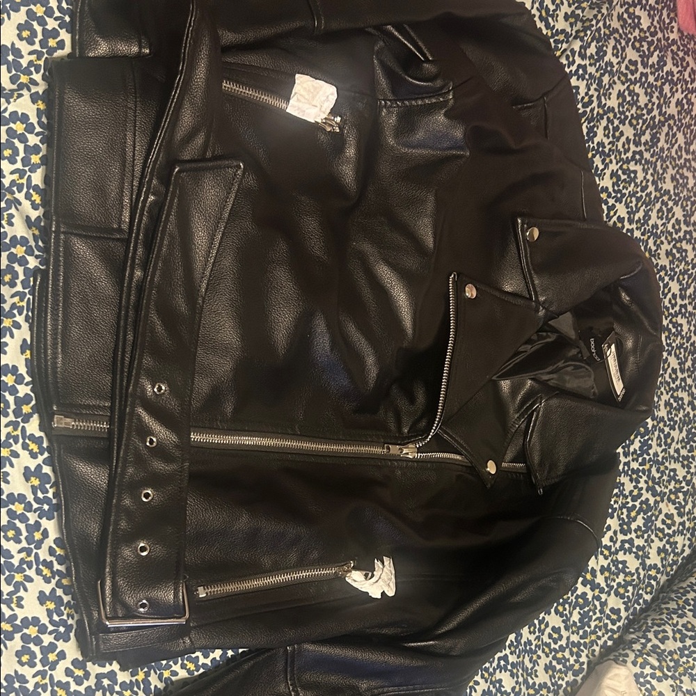 Boohoo Midnight Black Leather Jacket